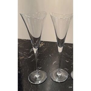 2 Vintage Hoya of Japan Handblown 'Desire' Crystal Champagne Flutes 10.25"